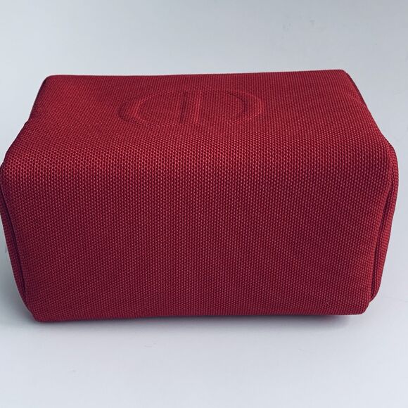 DIOR Beauty Red Cosmetic Makeup Toiletry Bag Pouch with Gold Zipper NIB - Picture 8 of 15